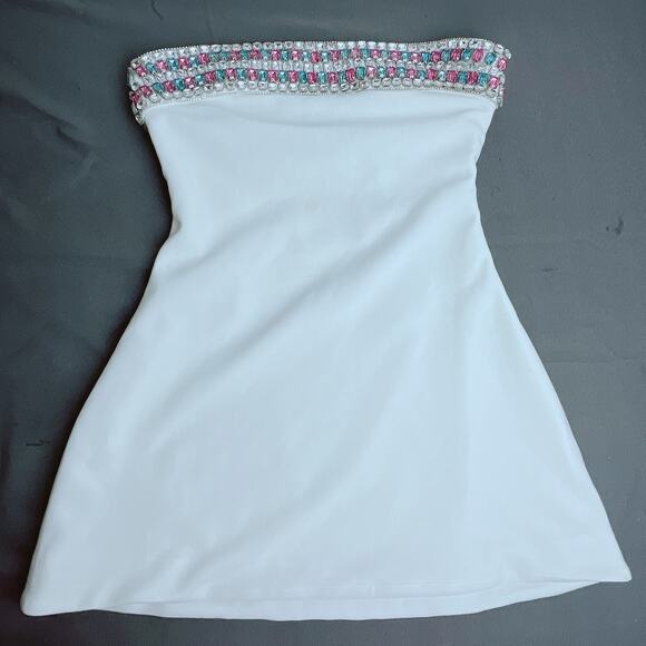 Retrofête Carmen Crystal Embellished Strapless Mini Dress S - Picture 4 of 8